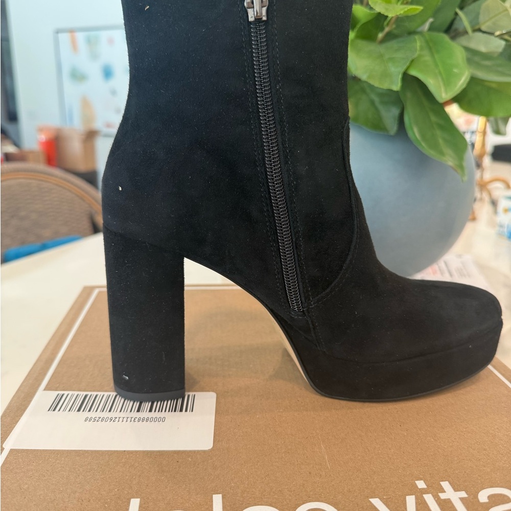 Dolce Vita Black Heeled Boots with Chunky Block Heel